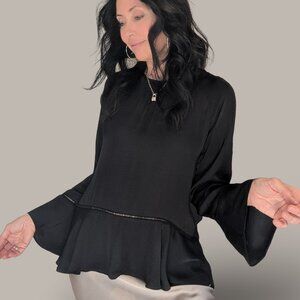 Mossimo Black Long Sleeve Peplum Blouse